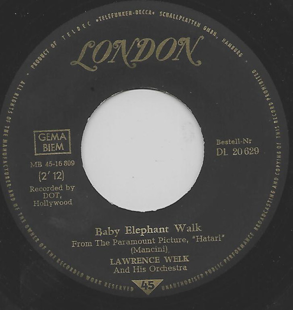 Cover Lawrence Welk And His Orchestra - Baby Elephant Walk / Theme From The Wonderful World Of The Brothers Grimm (7, Single) Schallplatten Ankauf