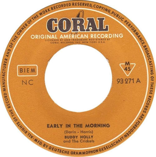 Cover Buddy Holly And The Crickets (2) - Early In The Morning / Think It Over (7) Schallplatten Ankauf