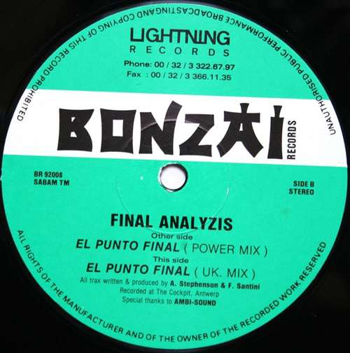 Cover Final Analyzis - El Punto Final (12, Gre) Schallplatten Ankauf