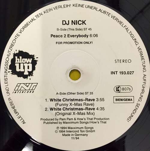 Cover DJ Nick - White Christmas-Rave (12, Promo) Schallplatten Ankauf