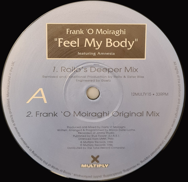 Cover Frank 'O Moiraghi Featuring Amnesia (5) - Feel My Body (12) Schallplatten Ankauf