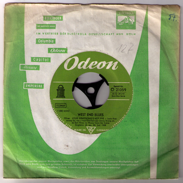 Cover Louis Armstrong & His Hot Five - West End Blues / Squeeze Me (7) Schallplatten Ankauf