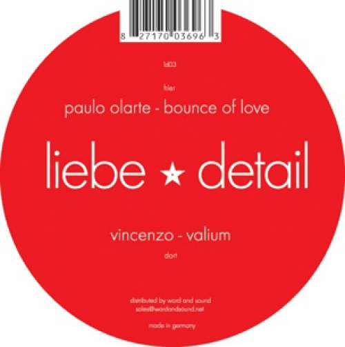 Cover Paulo Olarte / Vincenzo - Bounce Of Love / Valium (12) Schallplatten Ankauf