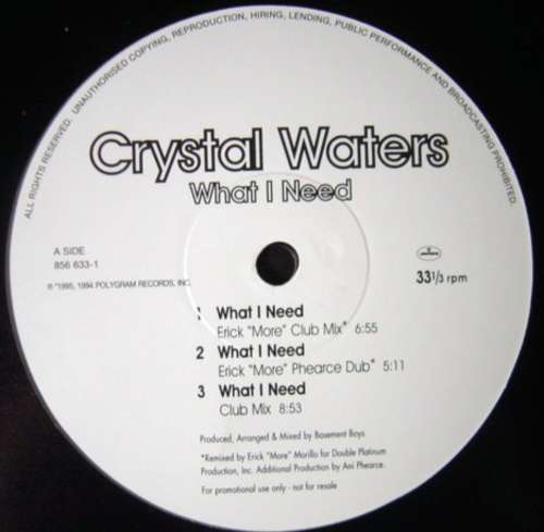 Cover Crystal Waters - What I Need (12, Promo) Schallplatten Ankauf