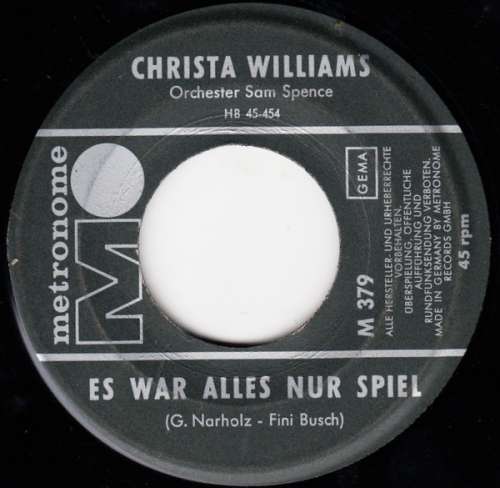 Cover Christa Williams - Es War Alles Nur Spiel (7, Single) Schallplatten Ankauf