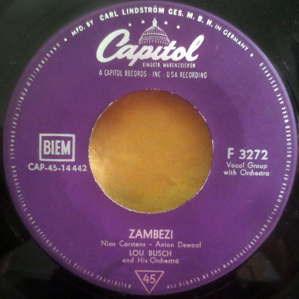 Cover Lou Busch & His Orchestra - Zambezi / Rainbow's End (7, Single, RE) Schallplatten Ankauf