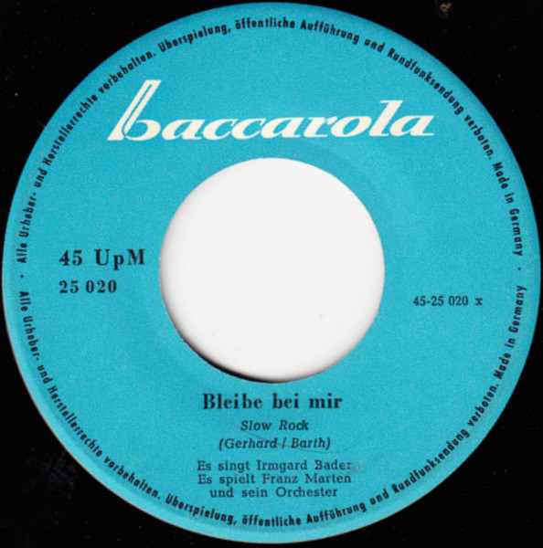 Cover Irmgard Bader / Birgit Helmer Und Bob Gerry - Bleibe Bei Mir / Hokus Pokus 1-2-3 (7, Single) Schallplatten Ankauf