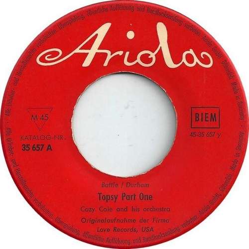 Cover Cozy Cole - Topsy (7, Single, Mono) Schallplatten Ankauf