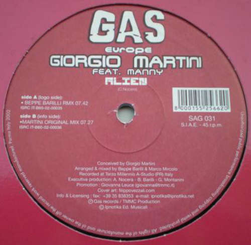 Cover Giorgio Martini feat. Manny (9) - Alien (12) Schallplatten Ankauf