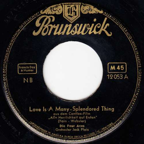 Cover Die Four Aces* - Love Is A Many-Splendored Thing (7, Single, Mono) Schallplatten Ankauf