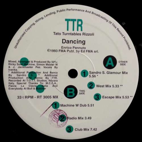 Cover TTR (Tato Turntables Rizzoli)* - Dancing (12) Schallplatten Ankauf