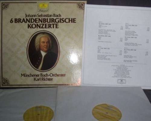 Cover Johann Sebastian Bach — Münchener Bach-Orchester · Karl Richter - 6 Brandenburgische Konzerte (2xLP, RE + Box) Schallplatten Ankauf