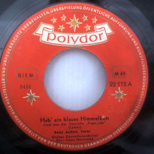 Cover Peter Anders (2) - Hab' Ein Blaues Himmelbett (7, Single, Mono) Schallplatten Ankauf