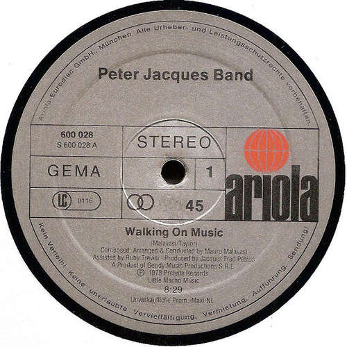 Cover Peter Jacques Band - Walking On Music / Fly With The Wind (12, Promo) Schallplatten Ankauf