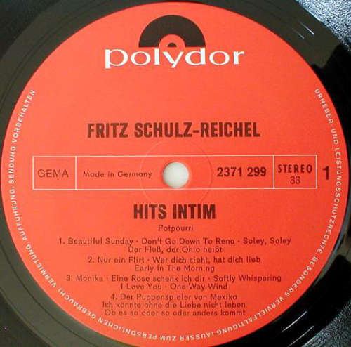 Cover Fritz Schulz-Reichel - Hits Intim (LP) Schallplatten Ankauf