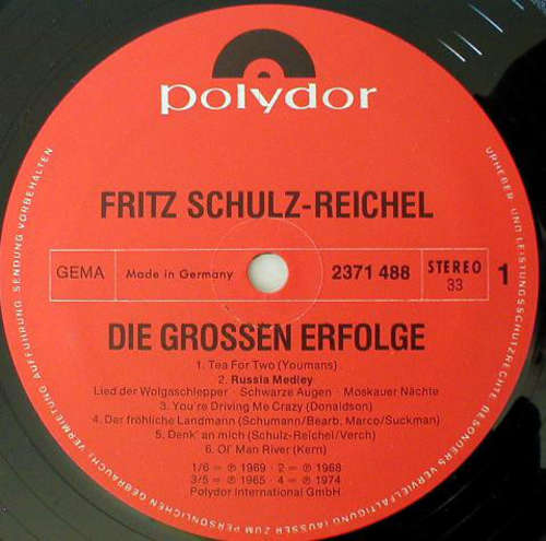 Cover Fritz Schulz-Reichel - Die Großen Erfolge (LP) Schallplatten Ankauf