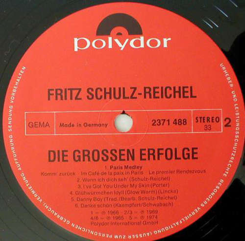 Cover Fritz Schulz-Reichel - Die Großen Erfolge (LP) Schallplatten Ankauf