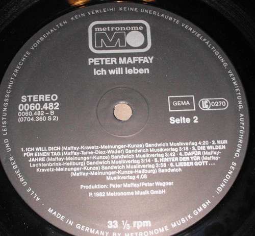 Bild Peter Maffay - Ich Will Leben (LP, Album, Pap) Schallplatten Ankauf