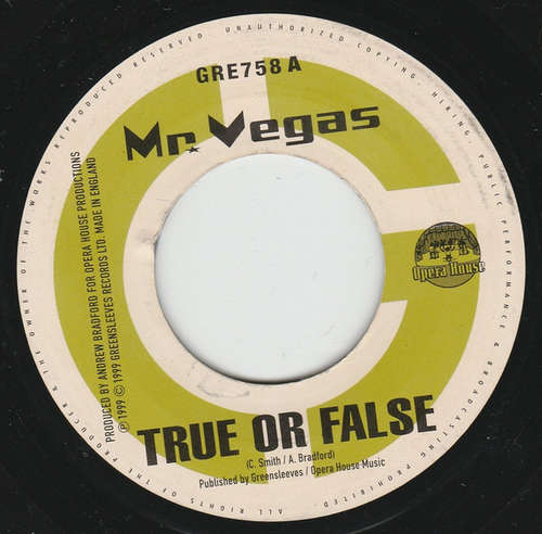 Cover Mr. Vegas / Andrew Bradford - True Or False / Baracuda Rhythm (7) Schallplatten Ankauf