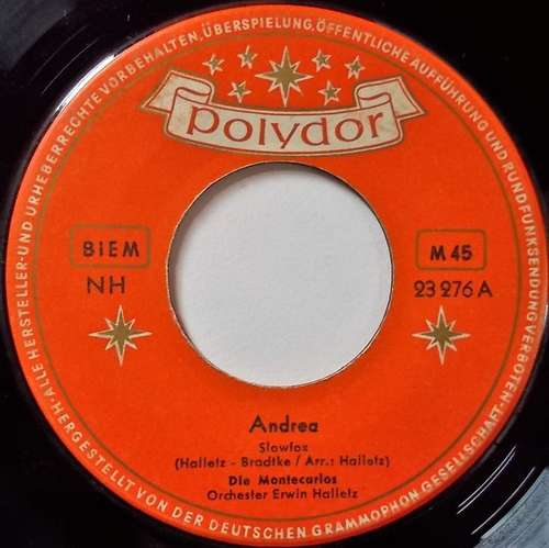 Cover Die Montecarlos - Andrea (7, Single, Mono) Schallplatten Ankauf