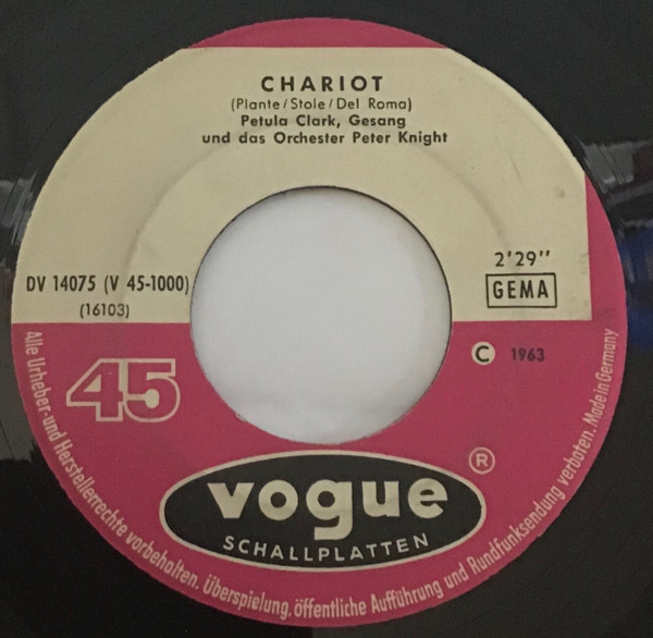 Cover Petula Clark - Chariot / Claquez Vos Doigts (7, Single) Schallplatten Ankauf