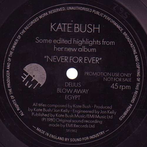 Cover Kate Bush - Some Edited Highlights From Her New Album Never For Ever (Flexi, 7, Shape, S/Sided, Promo, Unc) Schallplatten Ankauf