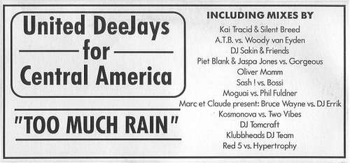 Cover United Deejays For Central America - Too Much Rain (2x12, Promo) Schallplatten Ankauf