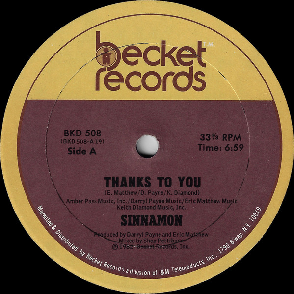 Cover Sinnamon - Thanks To You (12, Single) Schallplatten Ankauf