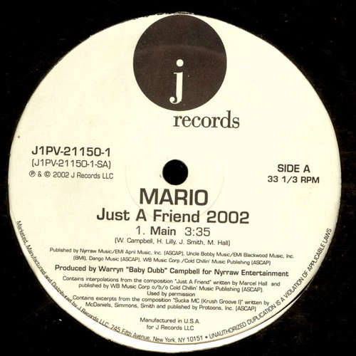 Cover Mario - Just A Friend 2002 (12) Schallplatten Ankauf