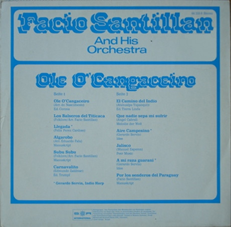 Cover Facio Santillan And His Orchestra - Ole O'Cangaceiro (LP, Album, Club) Schallplatten Ankauf