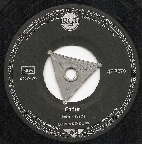 Bild Corrado Ei 93 - Carina (7, Single, Mono) Schallplatten Ankauf
