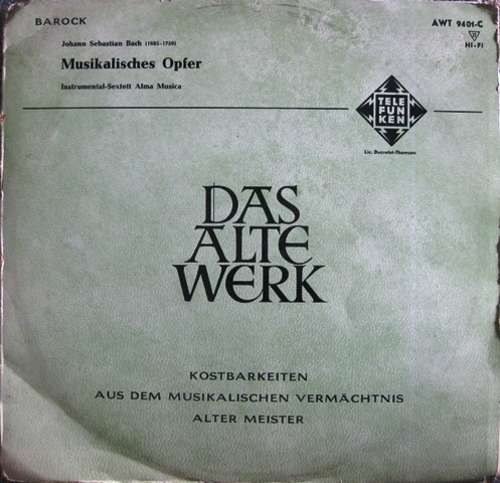 Cover Johann Sebastian Bach, Alma Musica - Musikalisches Opfer (LP, Mono) Schallplatten Ankauf