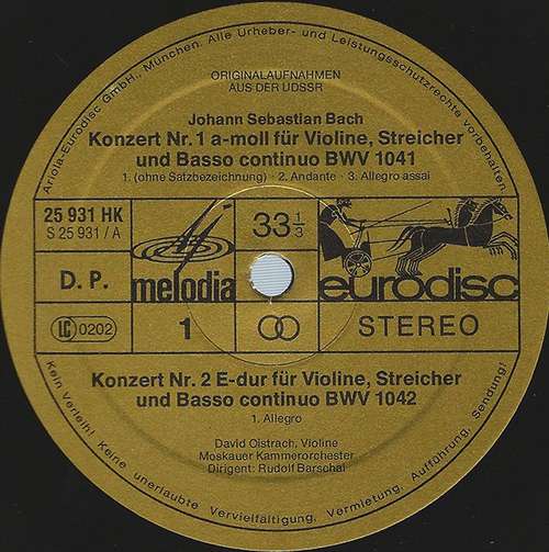 Cover Johann Sebastian Bach, David Oistrach, Igor Oistrach, Moskauer Kammerorchester*, Rudolf Barshai - Die Violinkonzerte (BWV 1041-43) (LP) Schallplatten Ankauf