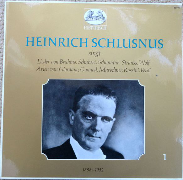 Cover Heinrich Schlusnus - Heinrich Schlusnus Singt 1 (LP, Album, Mono) Schallplatten Ankauf