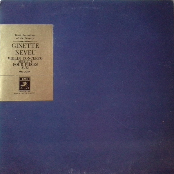 Cover Ginette Neveu, Sibelius*, Suk* - Violin Concerto / Four Pieces (LP, Mono) Schallplatten Ankauf