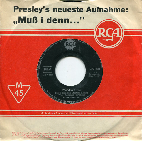 Cover Elvis Presley - Muß I Denn, Muß I Denn (Wooden Heart) / G'schichten Aus Dem Wienerwald (Tonight's All Right For Love) (7, Single, Tit) Schallplatten Ankauf