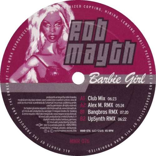Cover Rob Mayth - Barbie Girl (12) Schallplatten Ankauf