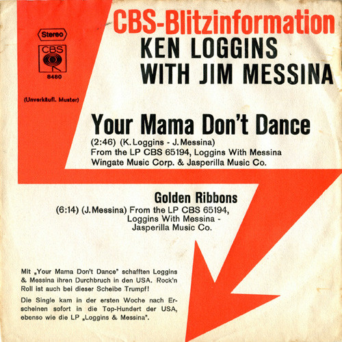 Cover Kenny Loggins With Jim Messina* - Your Mama Don't Dance (7, Single, Promo) Schallplatten Ankauf