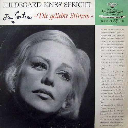 Cover Hildegard Knef Spricht Jean Cocteau - Die Geliebte Stimme (10, Mono) Schallplatten Ankauf