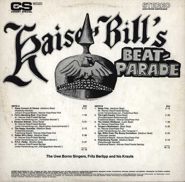 Cover The Uwe Borns Singers, Fritz Berlipp And His Krauts - Kaiser Bill's Beat-Parade (LP) Schallplatten Ankauf