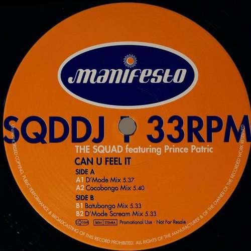 Cover The Squad (2) Featuring Prince Patric - Can U Feel It (2x12, Promo) Schallplatten Ankauf