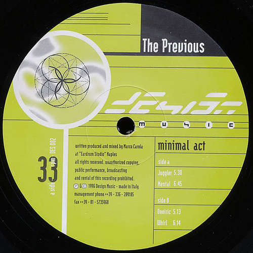 Cover The Previous - Minimal Act (12) Schallplatten Ankauf