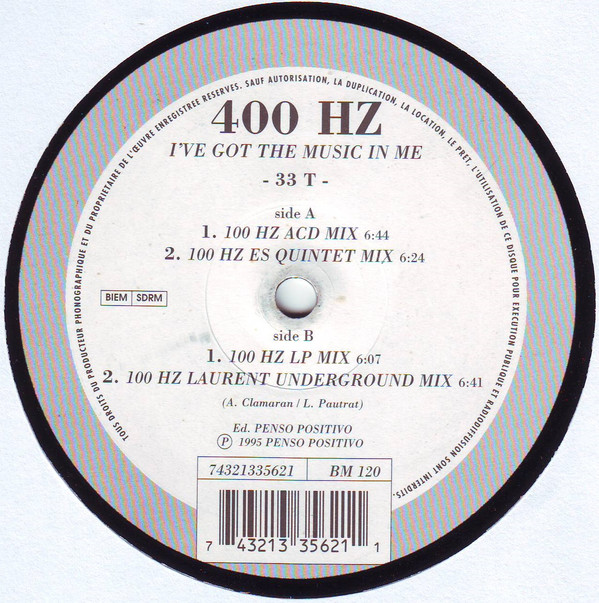 Cover 400 Hz - I've Got The Music In Me (12) Schallplatten Ankauf