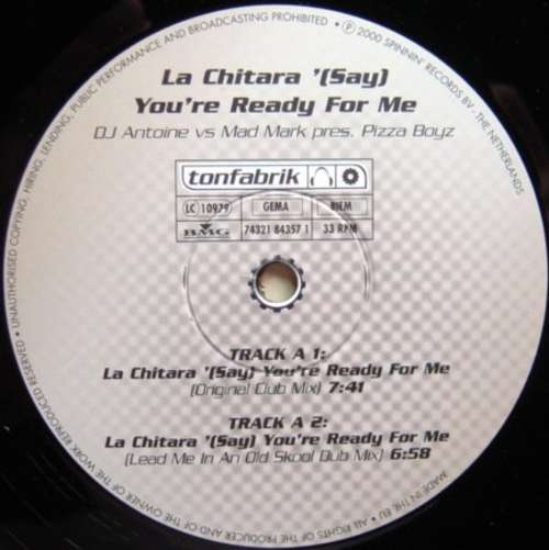 Cover DJ Antoine vs Mad Mark* Pres. Pizza Boyz - La Chitara '(Say) You're Ready For Me (12, Maxi) Schallplatten Ankauf