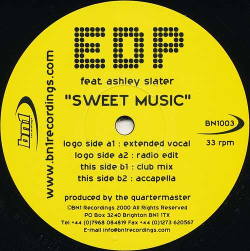 Cover EDP Feat. Ashley Slater - Sweet Music (12) Schallplatten Ankauf