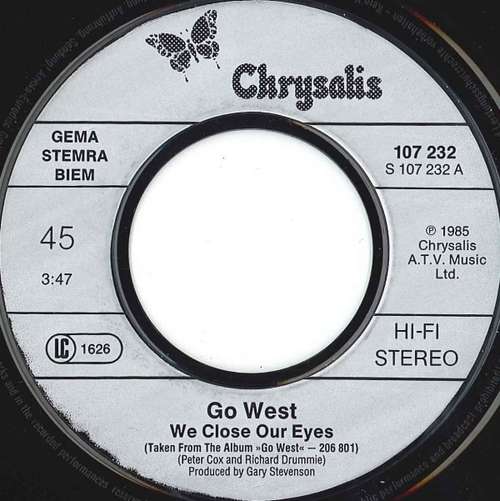 Cover Go West - We Close Our Eyes (7, Single) Schallplatten Ankauf