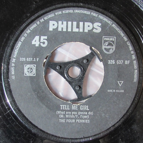 Cover The Four Pennies - Tell Me Girl / Juliet (7) Schallplatten Ankauf