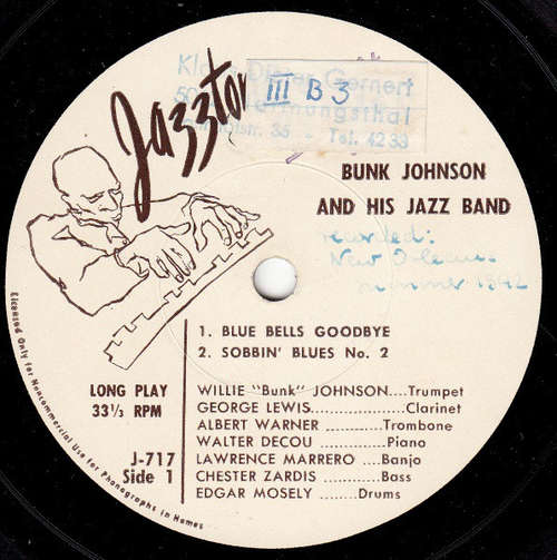 Cover Bunk Johnson And His Jazz Band* - Blue Bells Goodbye (7) Schallplatten Ankauf