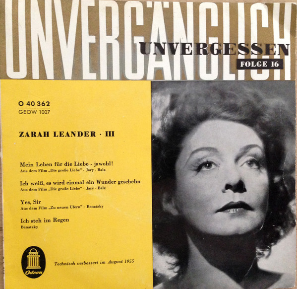 Cover Zarah Leander - Zarah Leander III (7, EP) Schallplatten Ankauf