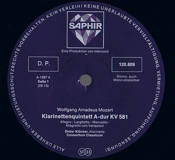 Cover Mozart*, Weber*, Dieter Klöcker, Consortium Classicum - Klarinetten Quintette (LP) Schallplatten Ankauf